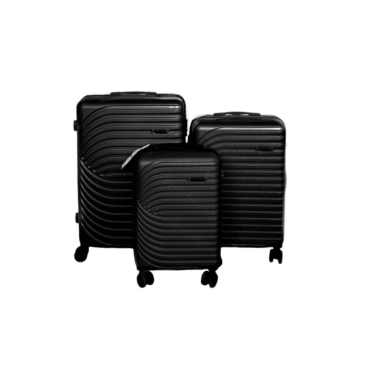 3er Kofferset mit 360° Rollen, Teleskopgriff und praktischer Innenaufteilung Schwarz