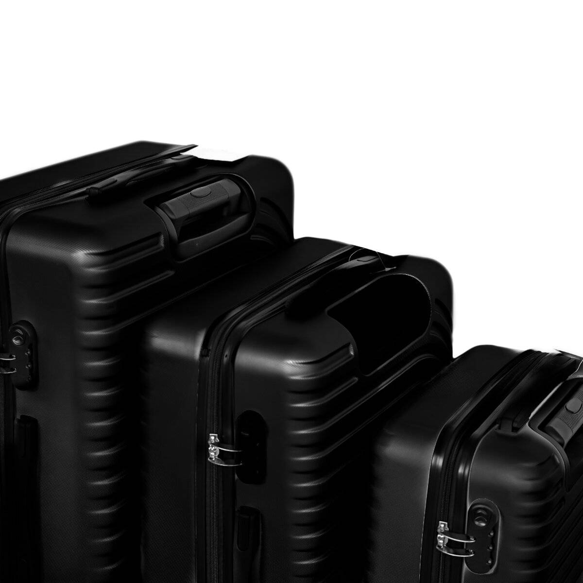 3er Kofferset mit 360° Rollen, Teleskopgriff und praktischer Innenaufteilung Schwarz