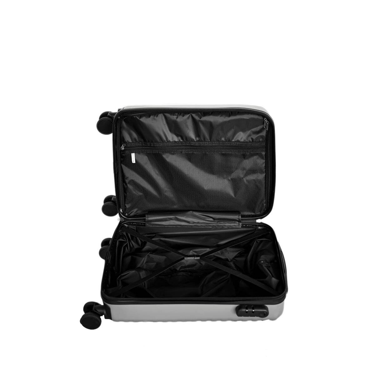 3er Kofferset mit 360° Rollen, Teleskopgriff und praktischer Innenaufteilung Silber-Grau