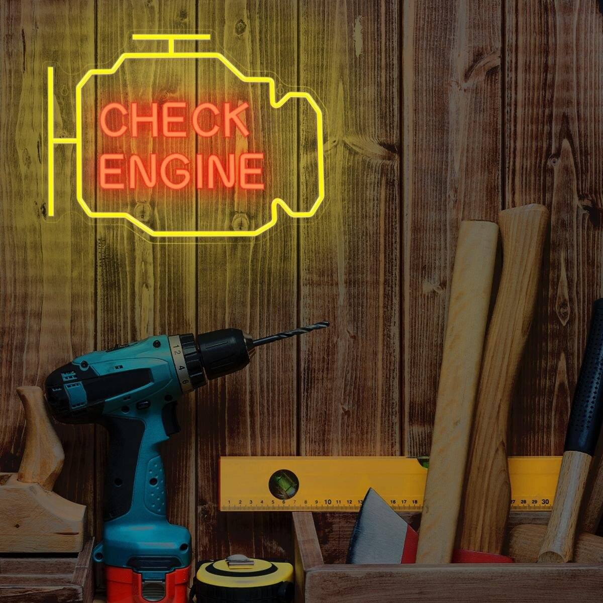 Neon LED Leuchte "CHECK ENGINE" gelb/rot – NNE21 – Neolia