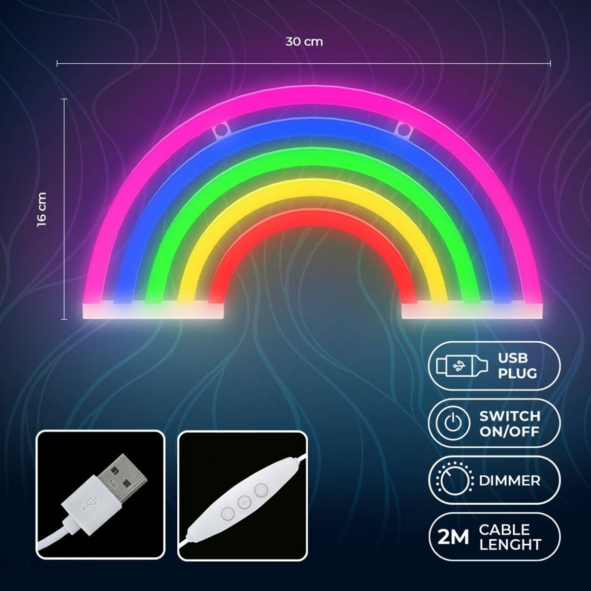 Neon LED Leuchte "Regenbogen" 5 Farben – FLNE14X – Forever Light