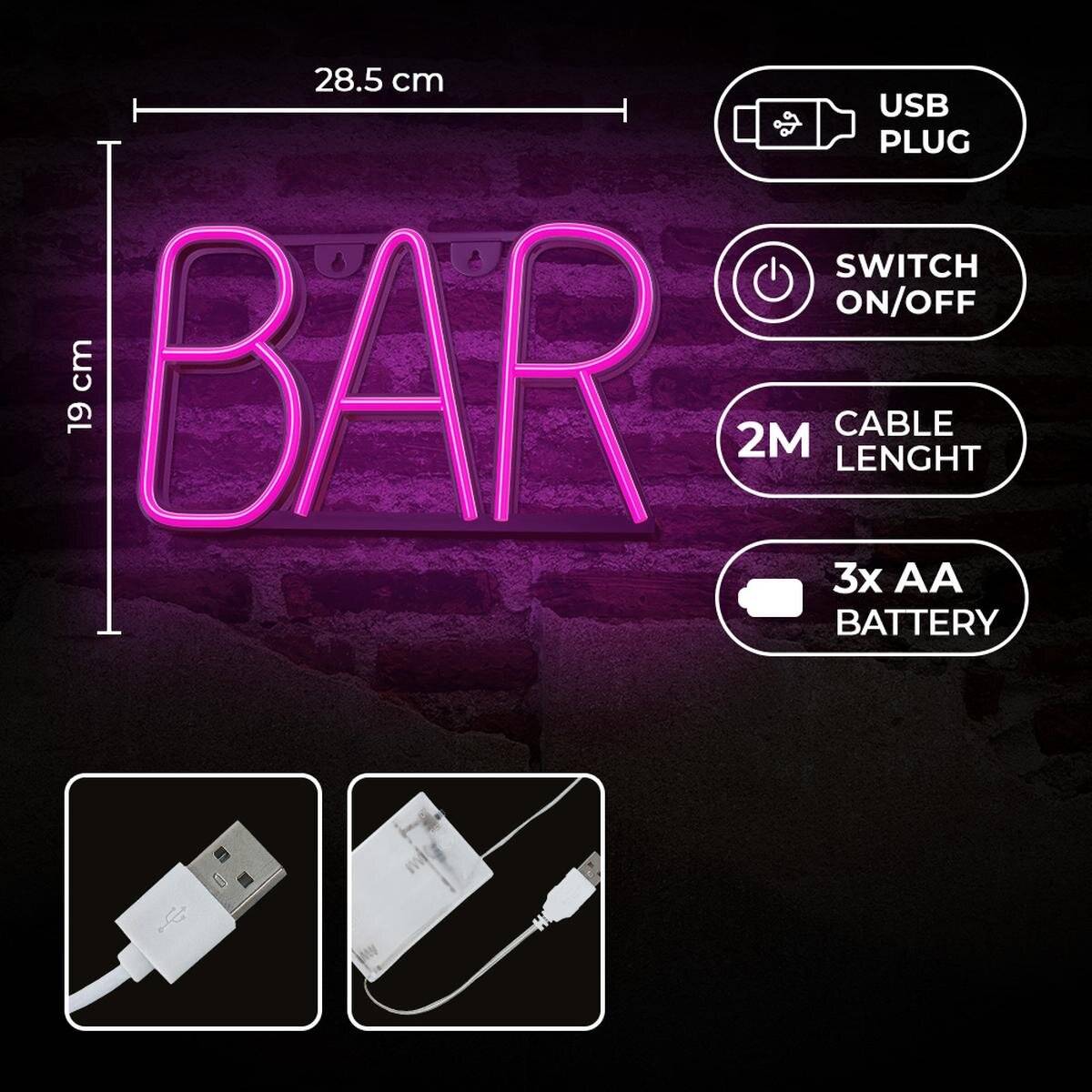 Forever Light Neon LED Leuchte "BAR" Pink – FLNE24