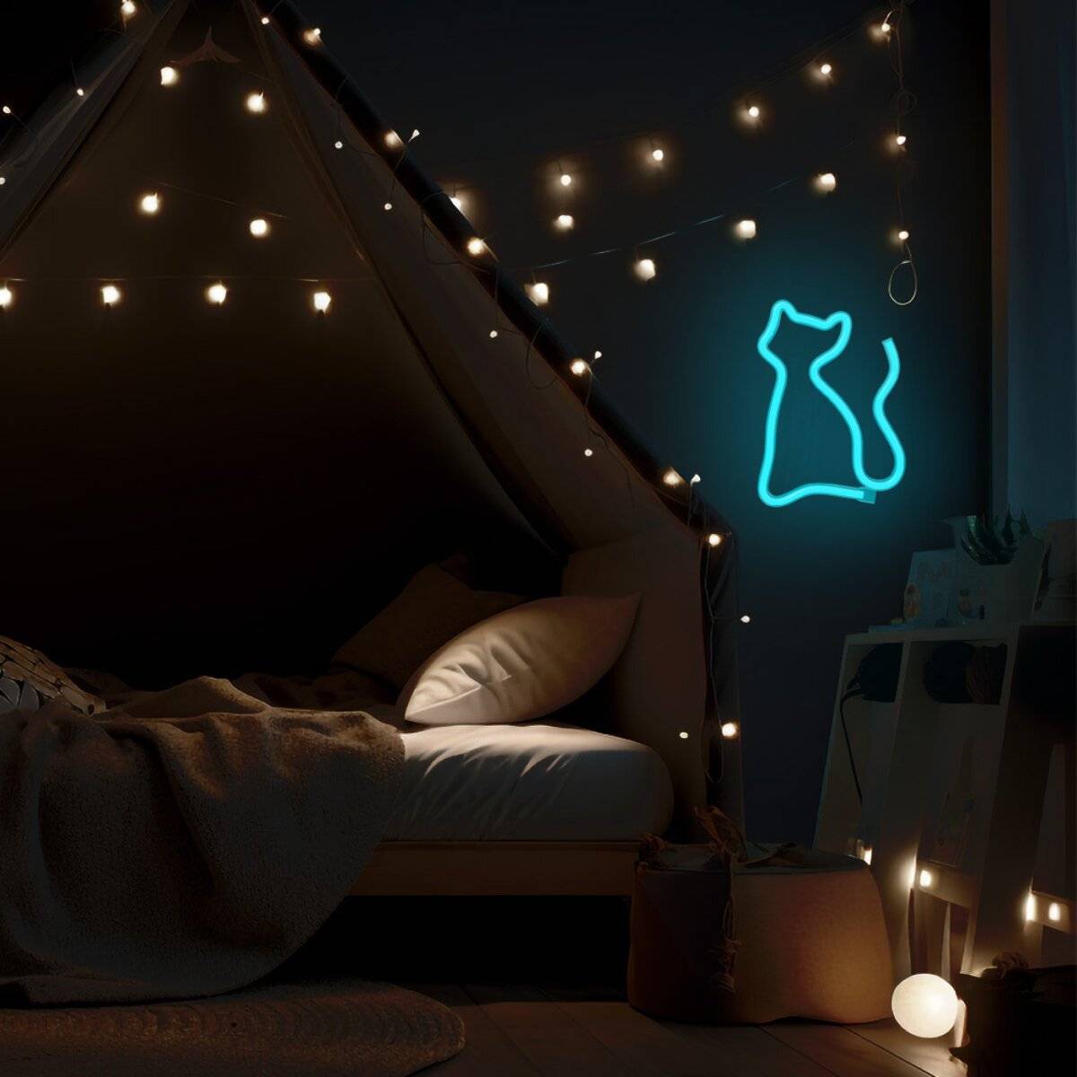 Forever Light Neon LED-Leuchte CAT türkis – NNE24 Neolia