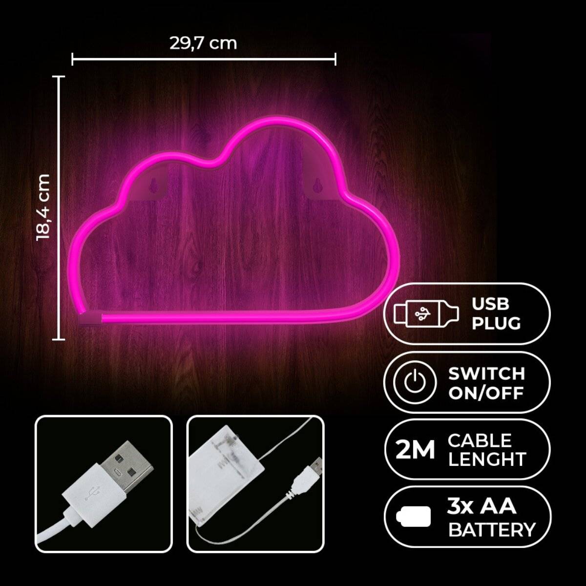 Neon LED Licht CLOUD rosa NNE25 Neolia