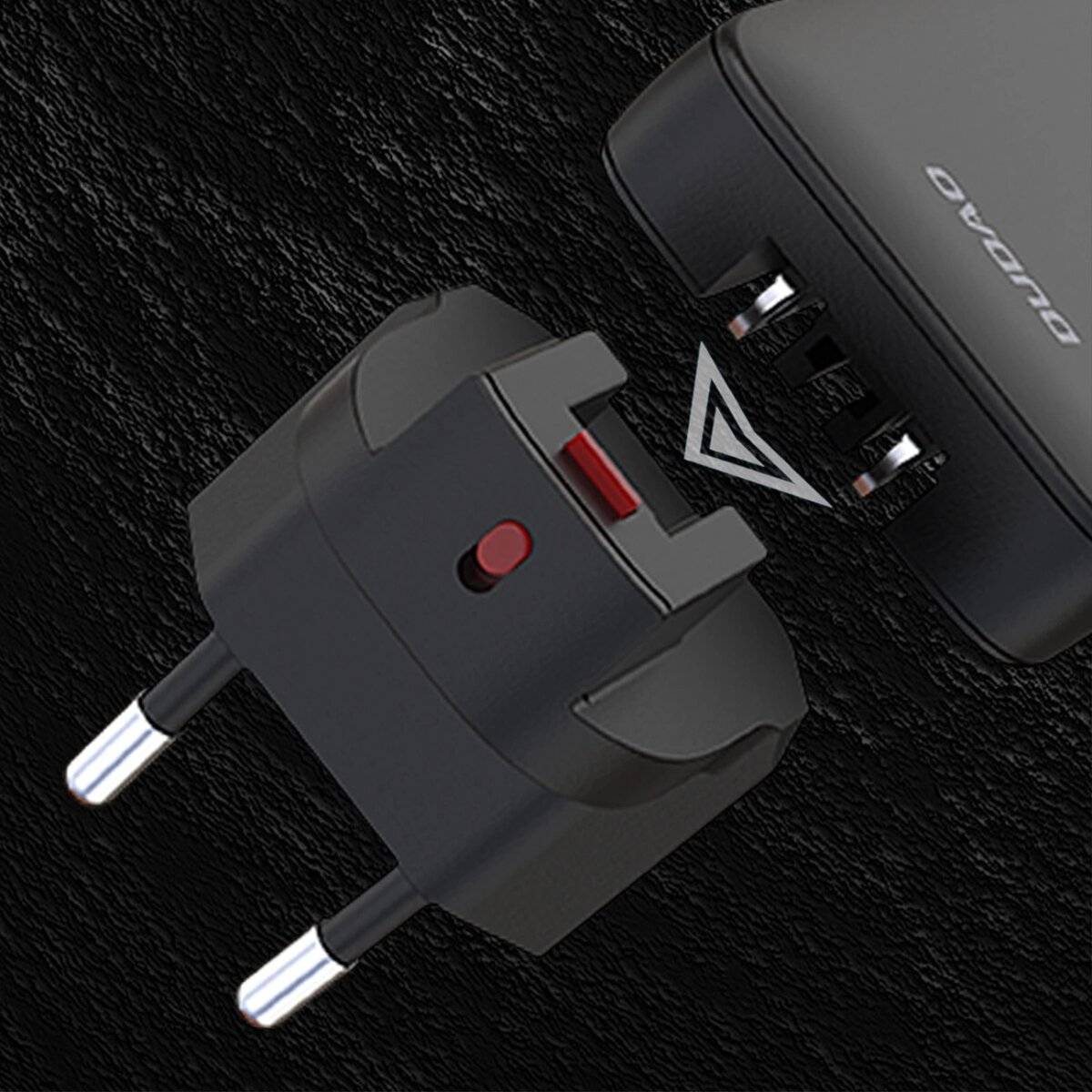 Dudao GaN A65Q 65W USB-A/USB-C PD Ultra-Dünnes Reise-Wandladegerät EU/US Schwarz