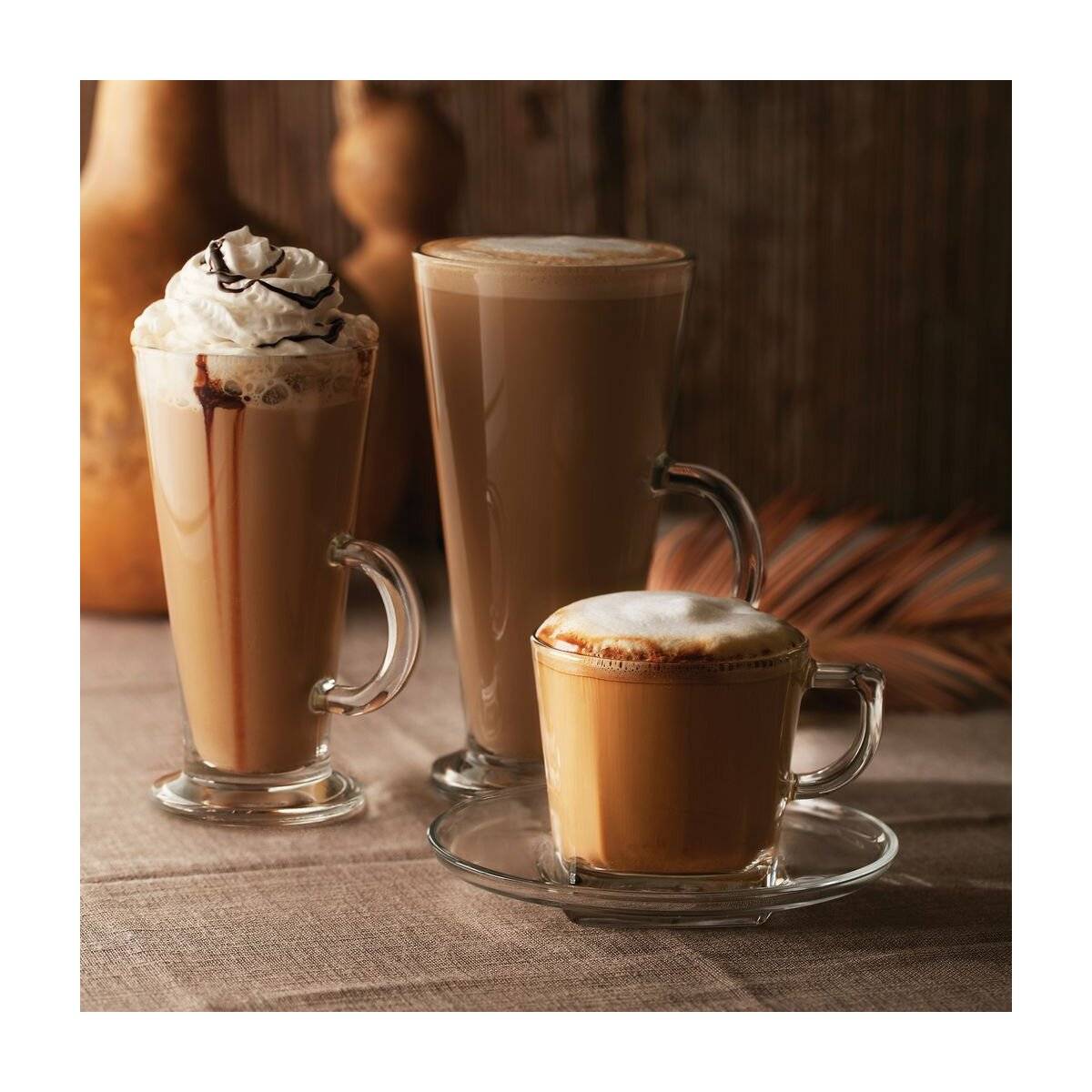 Pasabahce Carre Kaffeset mit Unterteller 215 ml aus hochwertigem Glas - 12-teilig