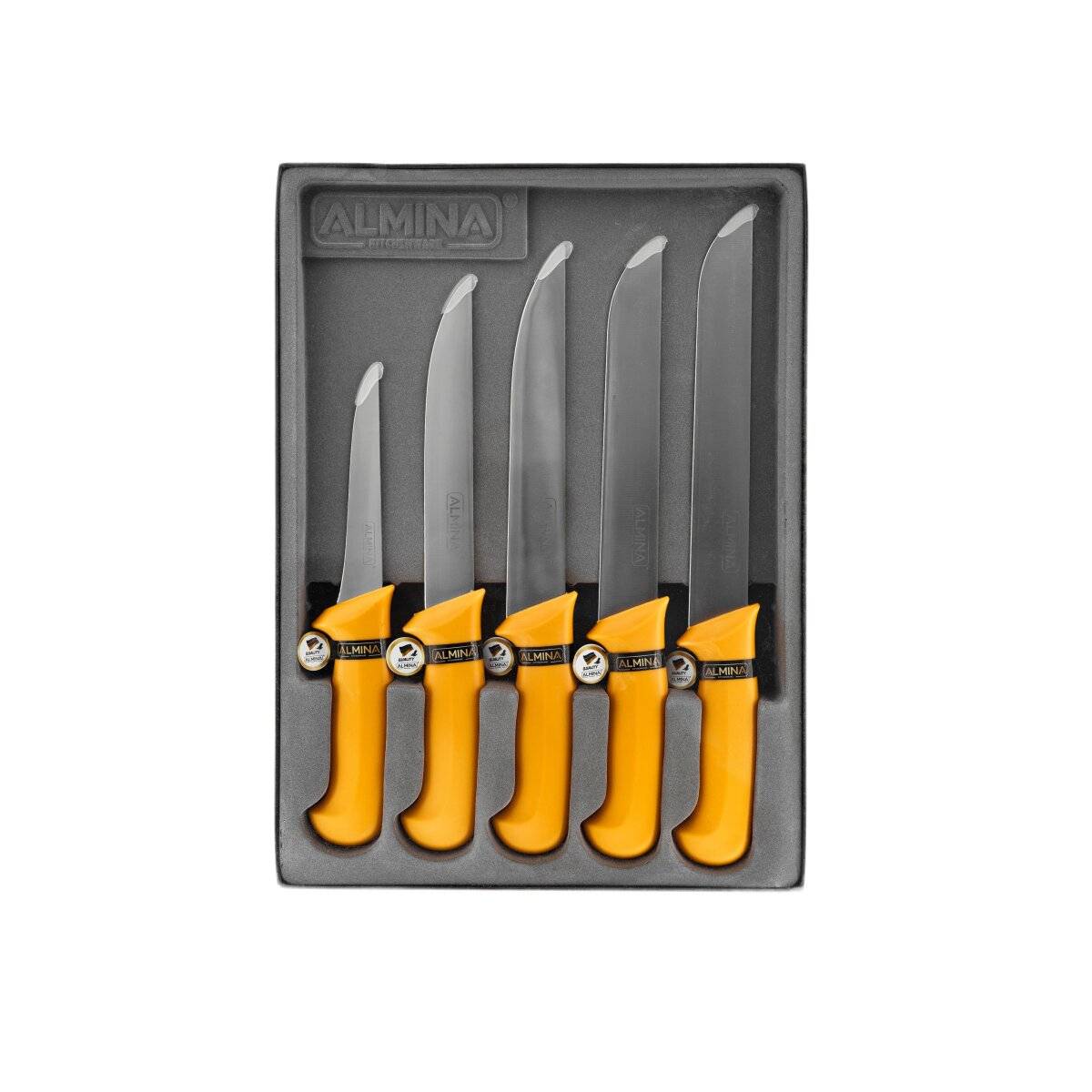 5-teiliges Messer-Set in Orange ideal zum Schneiden, Stechen & Entbeinen
