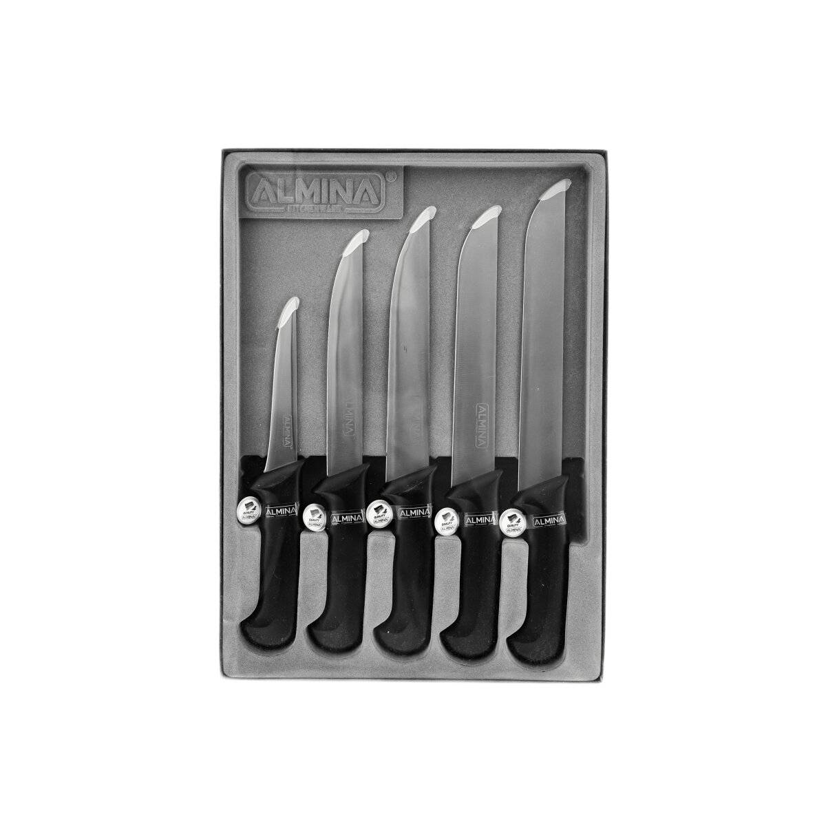 5-teiliges Messer-Set in Schwarz ideal zum Schneiden, Stechen & Entbeinen