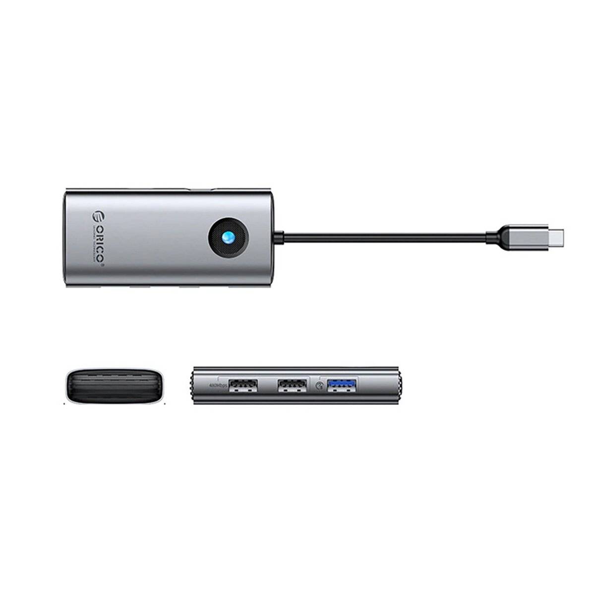 ORICO PW11-5P USB-C Hub Dockingstation mit HDMI, USB-A & USB-C, grau