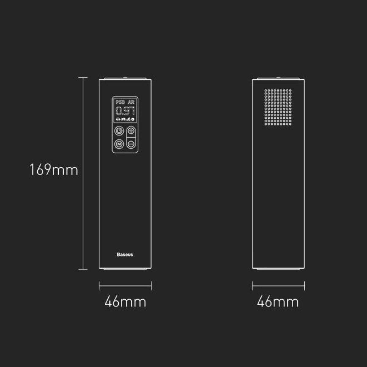 Baseus CRCQ000001 Mini-Reifenkompressor für Zigarettenanzünder – Schwarz