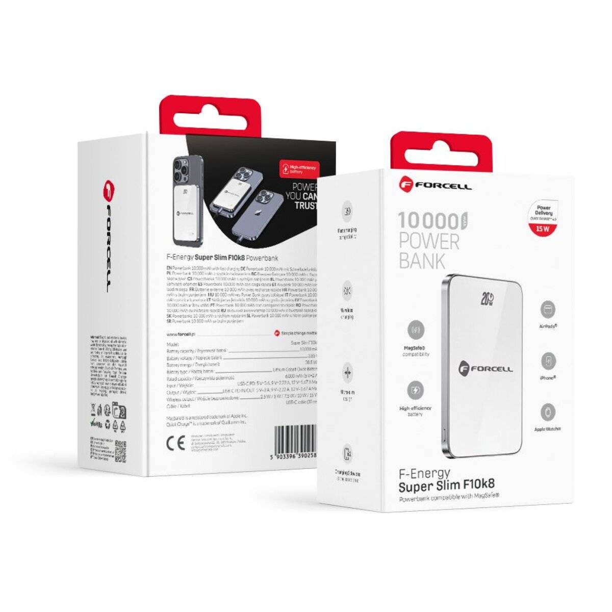 Forcell F-Energy F10K8 Super Slim Powerbank 10000mAh Weiß