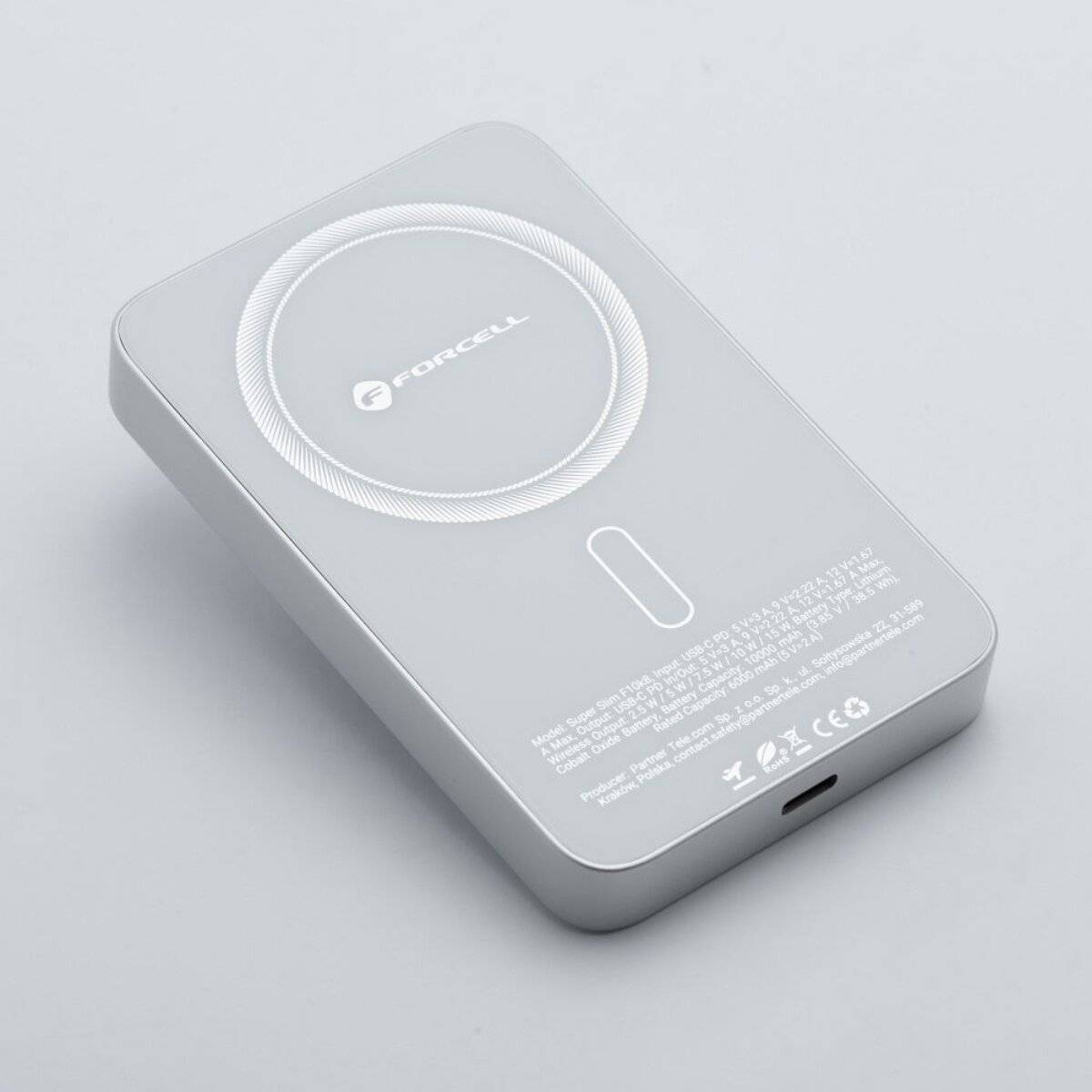 Forcell F-Energy F10K8 Super Slim Powerbank 10000mAh Weiß