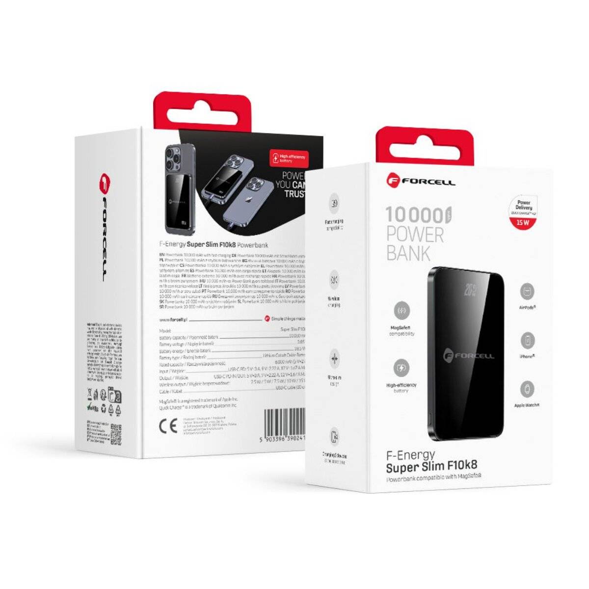 Forcell F-Energy F10K8 Super Slim Powerbank 10000mAh Schawrz