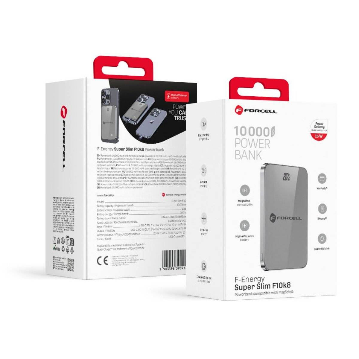 Forcell F-Energy F10K8 Super Slim Powerbank 10000mAh Grau