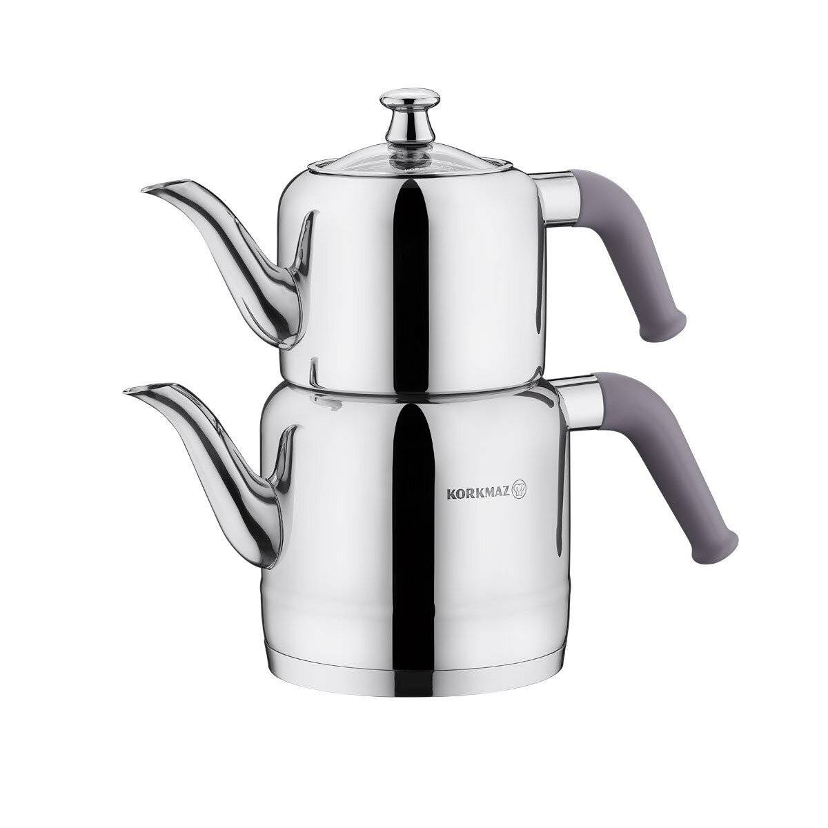 Korkmaz Riva Teekannen-Set aus hochwertigem Edelstahl - 1,1L/1,9L - Beige
