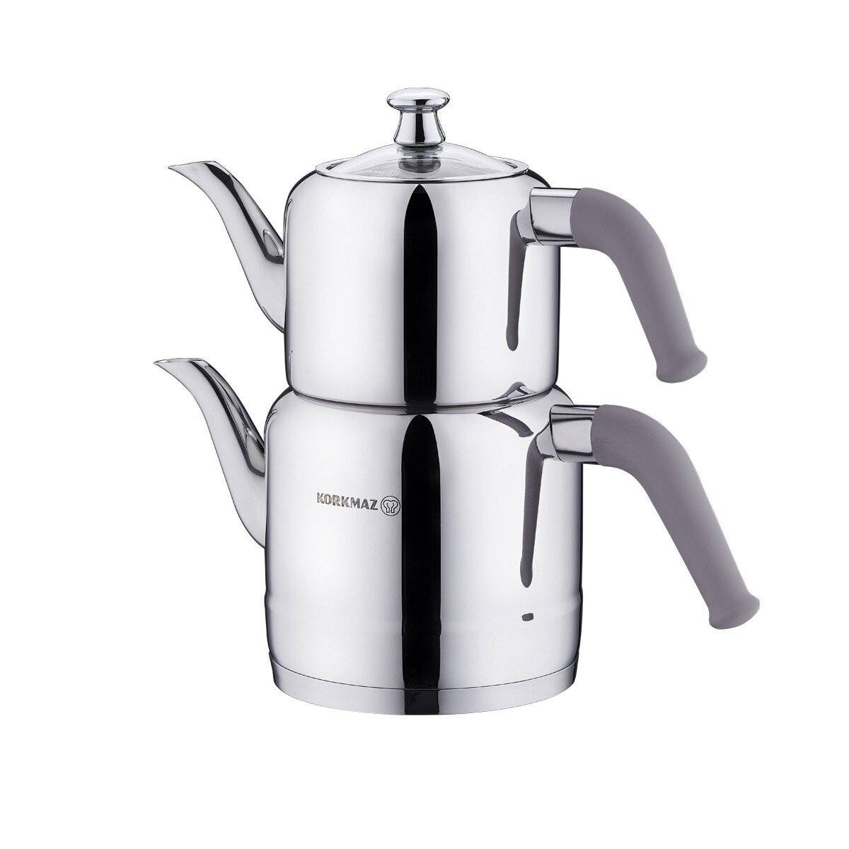 Korkmaz Riva Teekannen-Set aus hochwertigem Edelstahl - 1,1L/1,9L - Beige