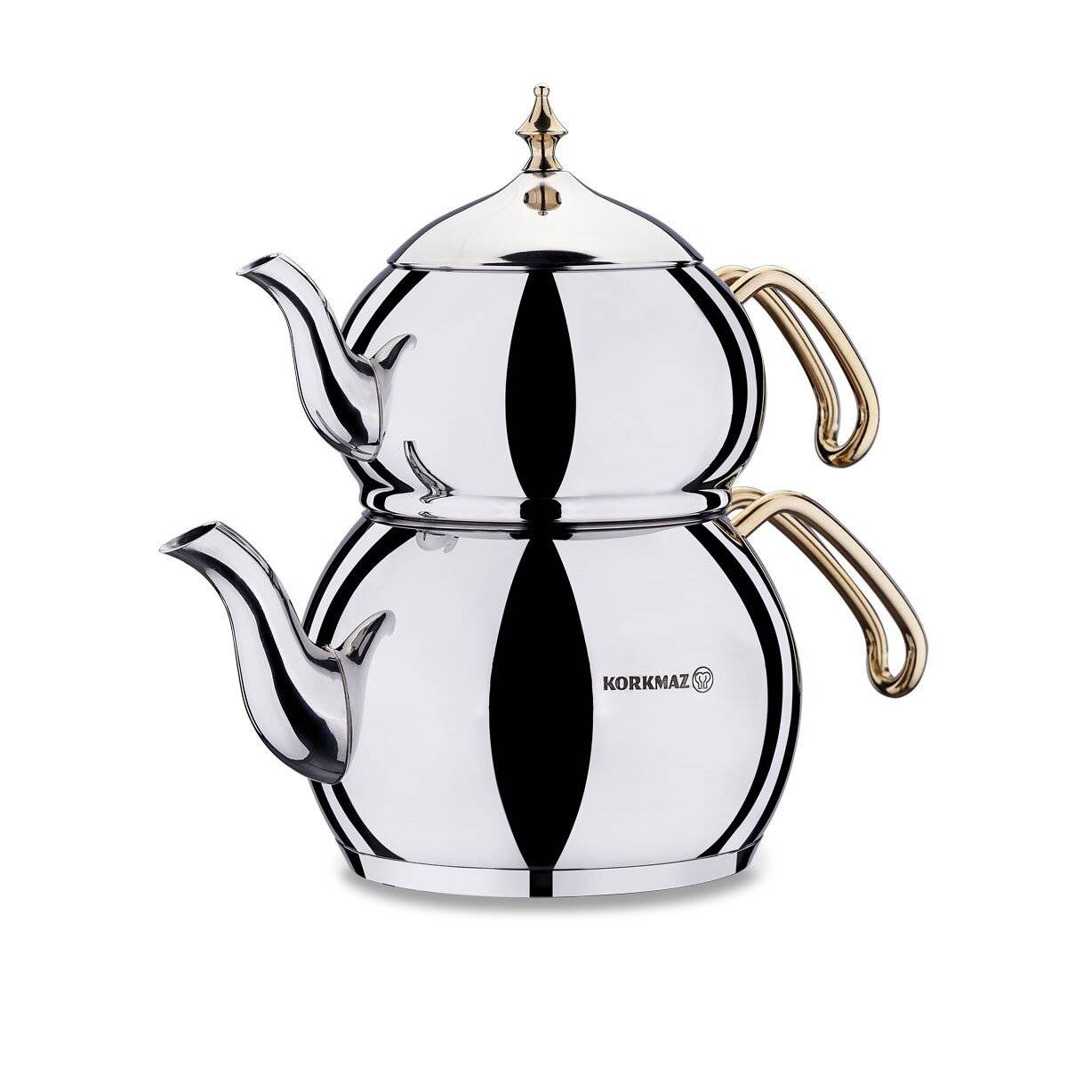 Korkmaz Hanedan Teekannen-Set Gold - Stilvoll & Funktional 1,1L/2,0L