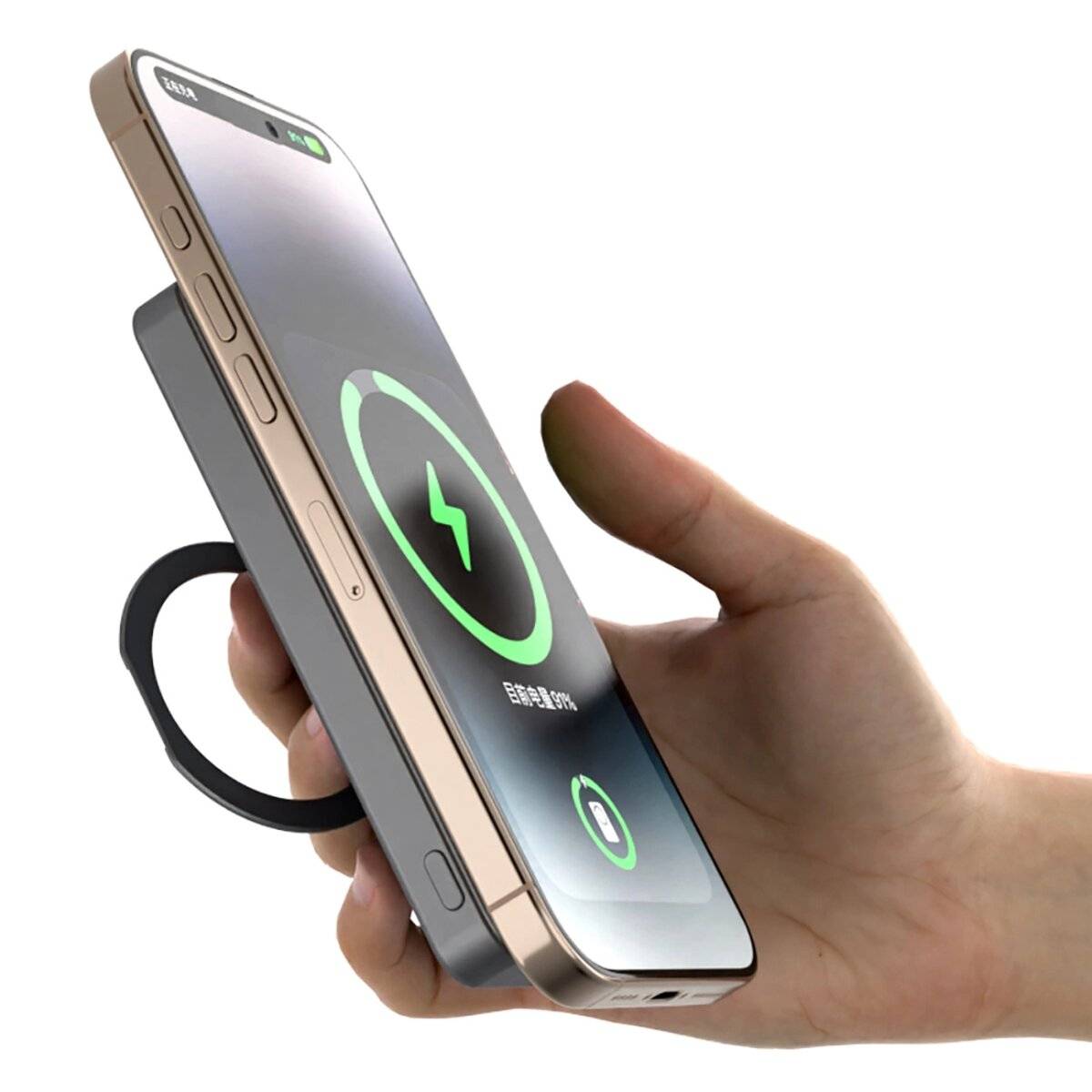 Dudao K28 10000 mAh PD 22,5 W MagSafe Powerbank mit Metallgehäuse und Ringständer Grau