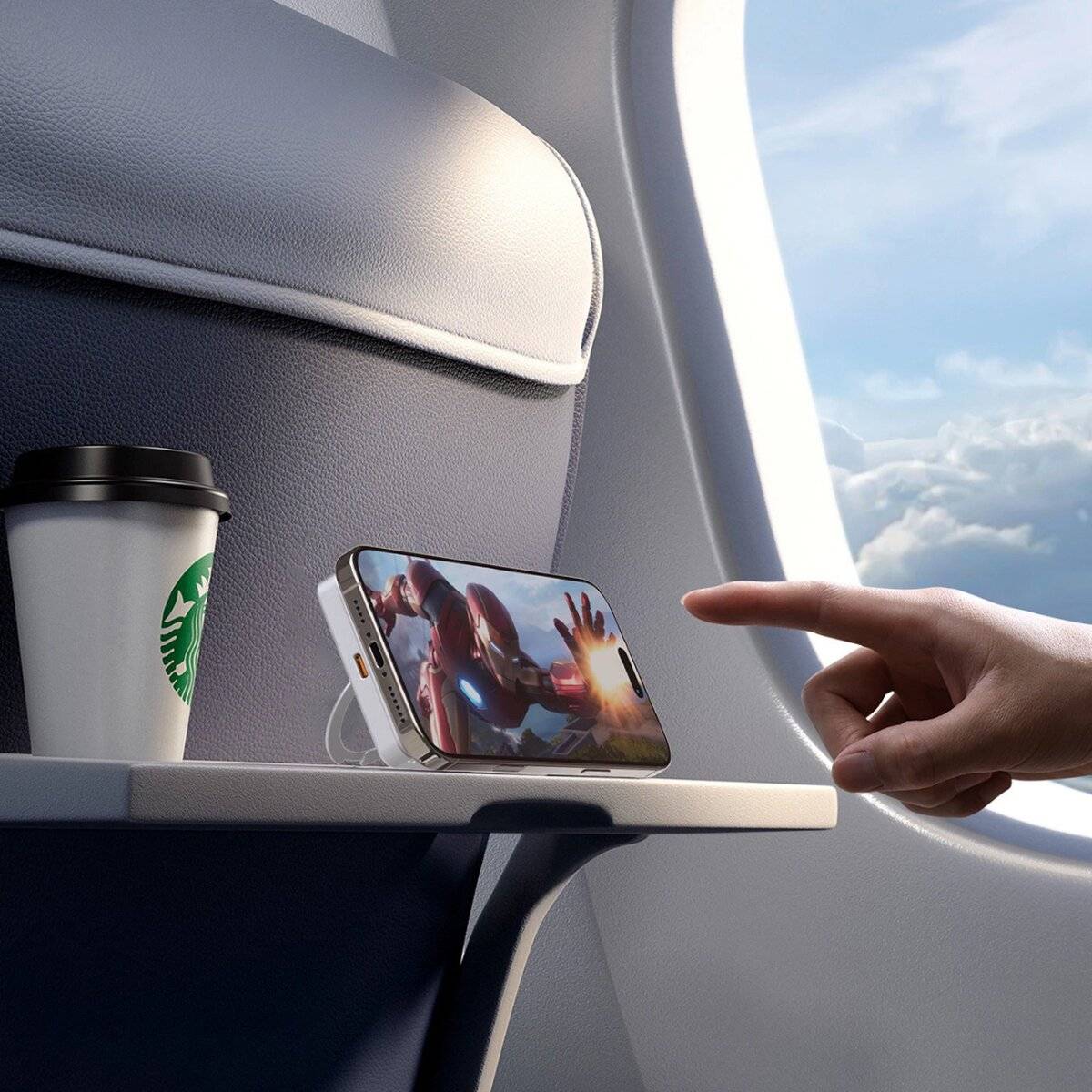 Dudao K28 10000 mAh PD 22,5 W MagSafe Powerbank mit Metallgehäuse und Ringständer Grau