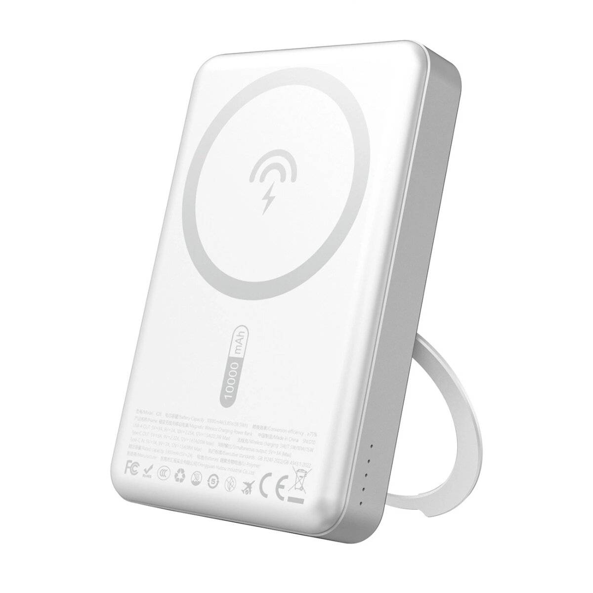 Dudao K28 10000 mAh PD 22,5 W MagSafe Powerbank mit Metallgehäuse und Ringständer Silber