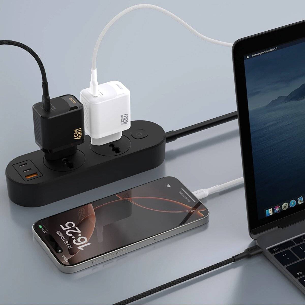 Dudao A28 45W GaN USB-C Wandladegerät Schwarz