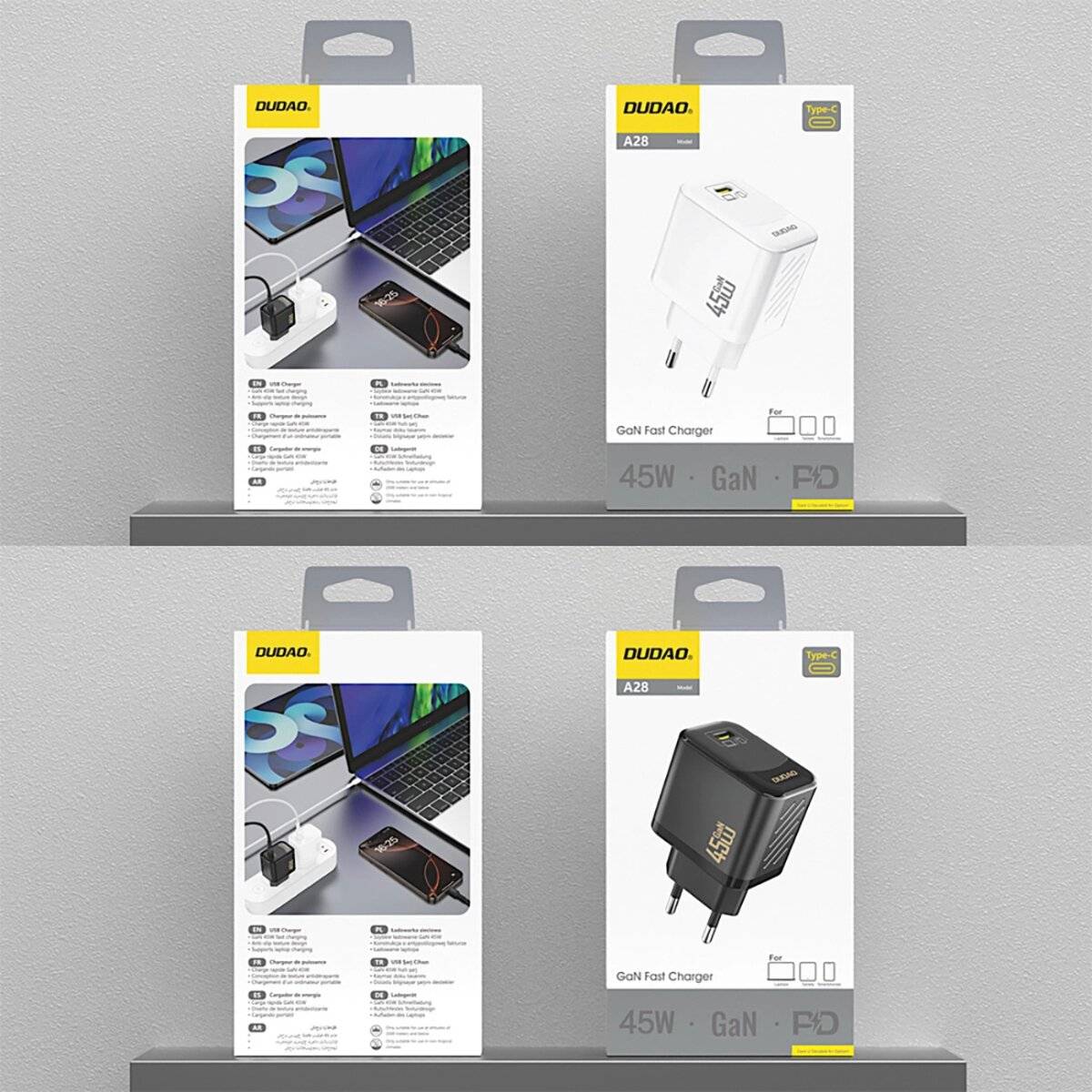 Dudao A28 45W GaN USB-C Wandladegerät Schwarz