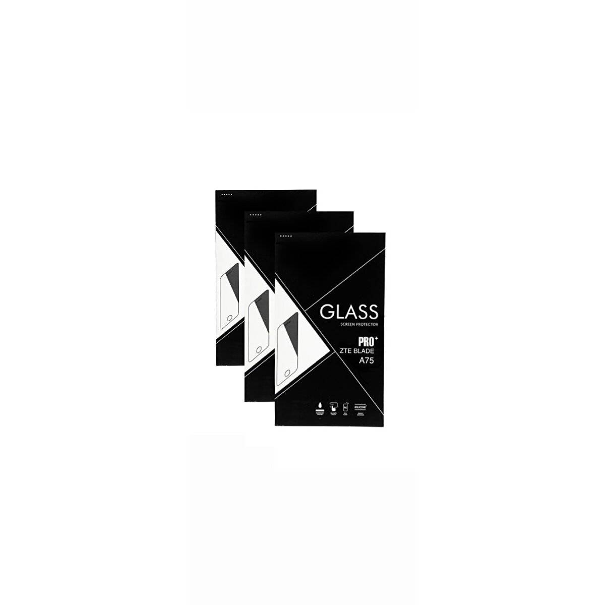 3x Displayschutzfolie Kratzfestes Tempered Glass 9H Hartglas kompatibel mit ZTE Blade A75