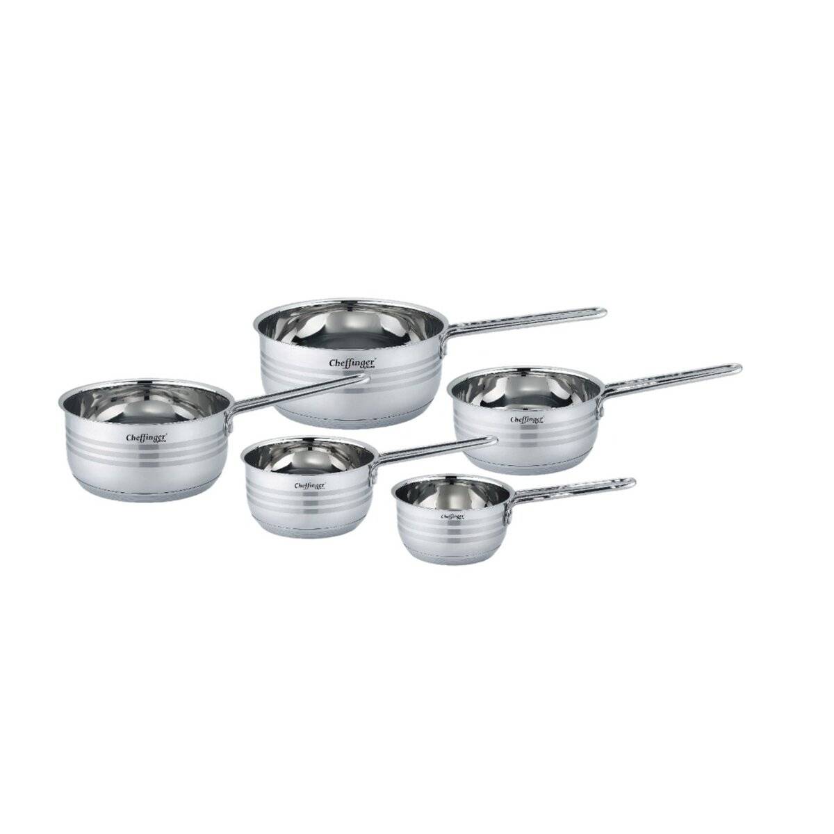 5 teiliges Edelstahl Saucenpfannen-Set - Induktionsgeeignet & Antihaft