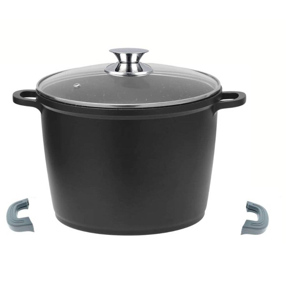 Tiefer Kochtopf mit Glasdeckel & Silikongriffe, ø32 cm - 15 L - Antihaft