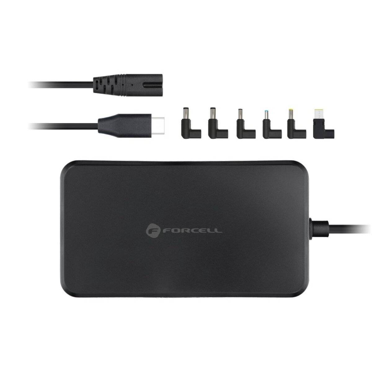 Forcell F-ENERGY E856 Universal-Laptopnetzteil 65?W mit USB-C & 6 Adaptern (Schwarz)