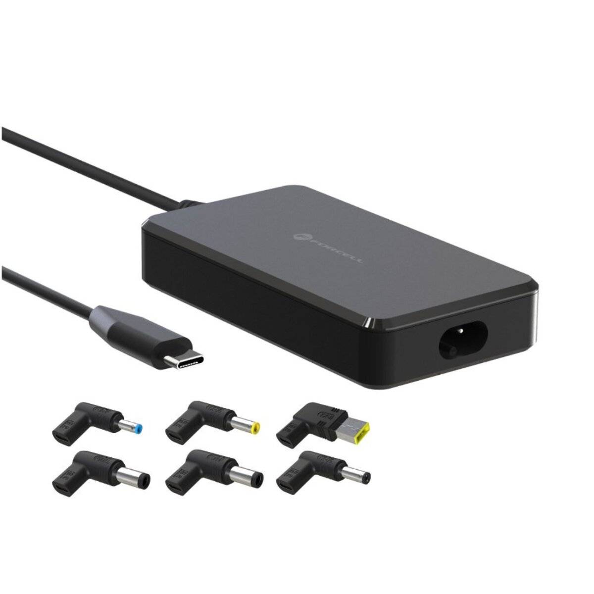 Forcell F-ENERGY E856 Universal-Laptopnetzteil 65?W mit USB-C & 6 Adaptern (Schwarz)