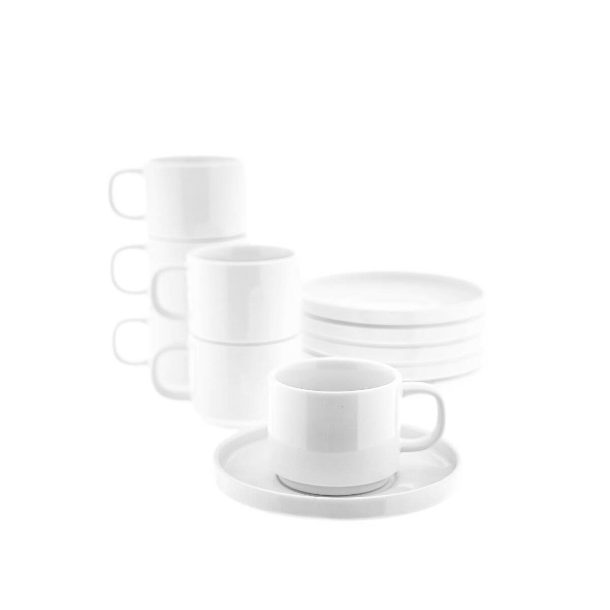 Mondo Mokkatassen 100 ml - 12-teiliges Set aus hochwertigem Porzellan in Weiß