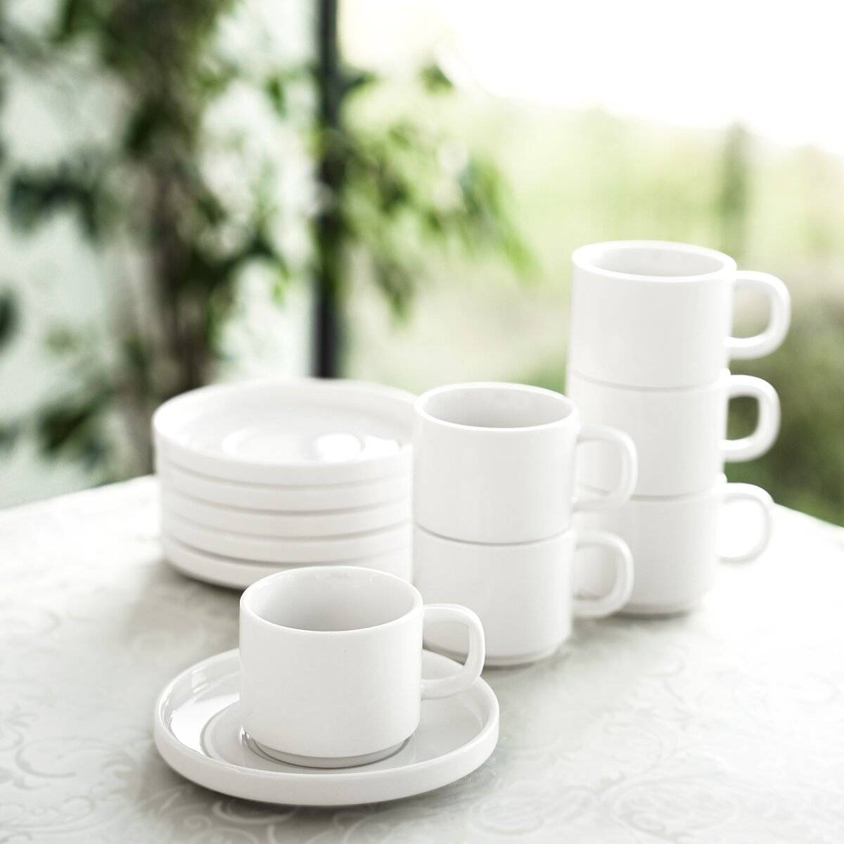 Mondo Mokkatassen 100 ml - 12-teiliges Set aus hochwertigem Porzellan in Weiß