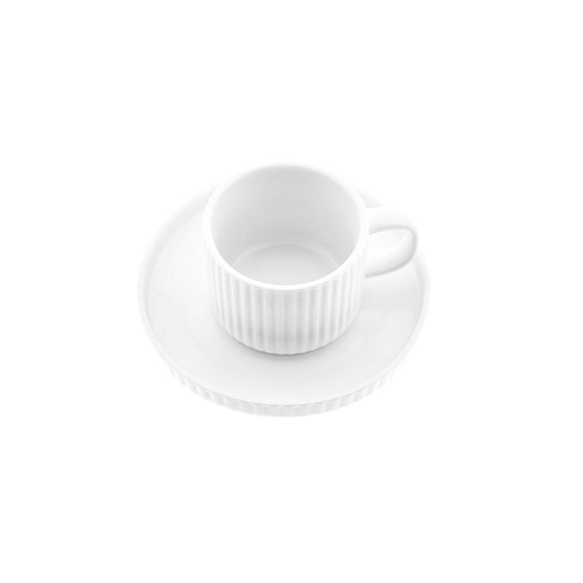 Borneo Kaffeetassen 220 ml - 12-teiliges Set aus hochwertigem Porzellan in Weiß