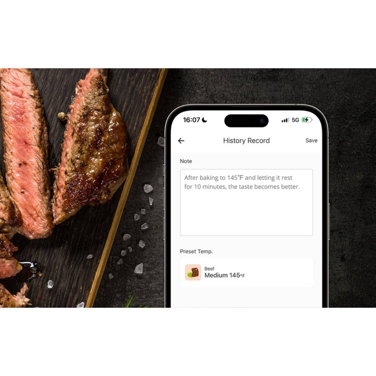 BBQ-Fleischthermometer mit App-Steuerung und Temperaturbenachrichtigung