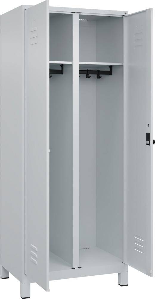 S/W-Gard.-Schrank CLASSICB800xT500xH1950 mm RAL 7035/7035, 2 Abteile mit 100 mm hohen Füßen - Artikel: 7830373501