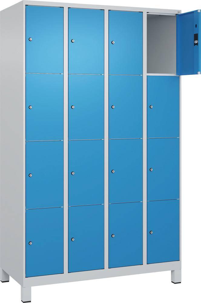 Fächerschrank mit Füßen B1200xT500xH1950 Korpus RAL 7035 LichtgrauTüren RAL 5012 Lichtblau - Artikel: 7830372966