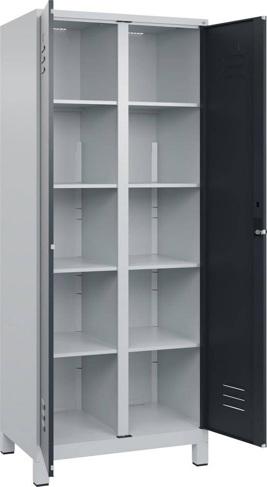 Wäscheschrank CLASSIC B800xT500xH1950 mm RAL 7035/7016, 2 Abteile mit 100 mm hohen Füßen - Artikel: 7830373935