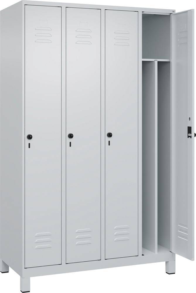 Gard.-Schrank TW CLASSIC B1200xT500xH1950 mm RAL 7035/7035, 4 Abteile mit 100 mm hohen Füßen - Artikel: 7830373706