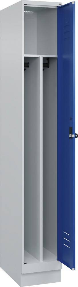 Gard.-Schrank TW CLASSIC B300xT500xH1950 mm RAL 7035/5010, 1 Abteil mit 100 mm hohem Sockel - Artikel: 7830373750