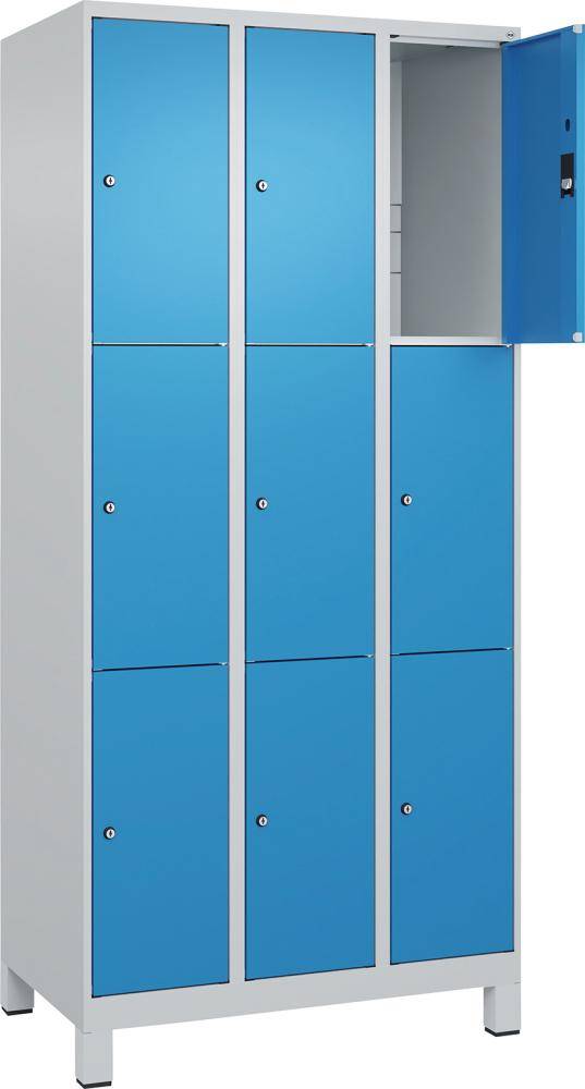 Fächerschrank mit Füßen B900xT500xH1950 Korpus RAL 7035 LichtgrauTüren RAL 5012 Lichtblau - Artikel: 7830372924