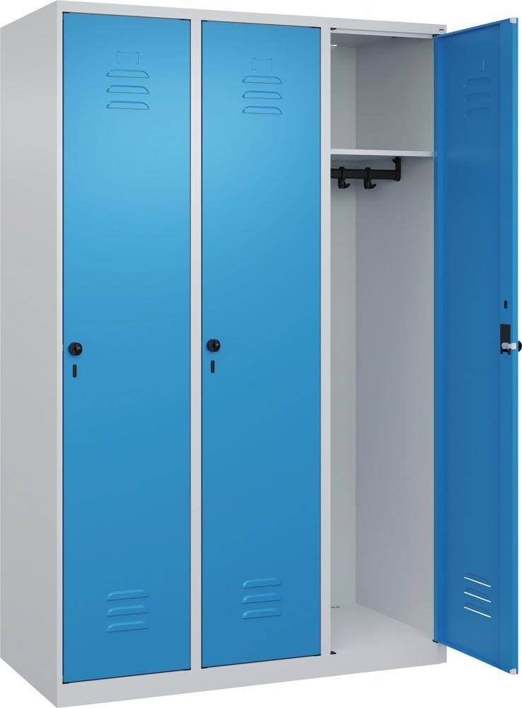 Garderobenschrank CLASSICB1200xT500xH1850 mm RAL 7035/5012, 3 Abteile bodenstehend - Artikel: 7830951040