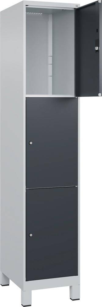 Fächerschrank CLASSIC B400xT500xH1950 mm RAL 7035/7016, 1x3 Fächermit 100 mm hohen Füßen - Artikel: 7830372931