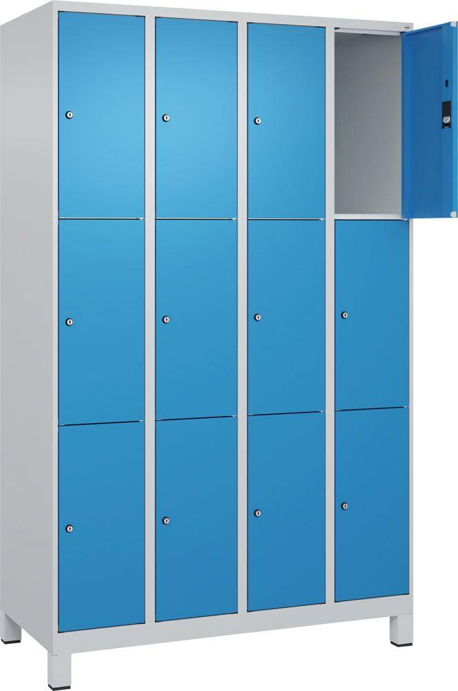 Fächerschrank mit Füßen B1200xT500xH1950 Korpus RAL 7035 LichtgrauTüren RAL 5012 Lichtblau - Artikel: 7830372926