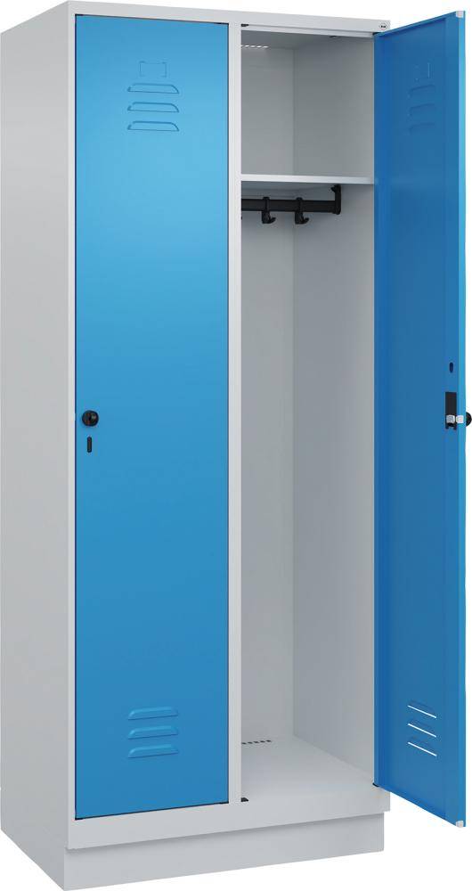 Garderobenschrank CLASSICB800xT500xH1950 mm RAL 7035/5012, 2 Abteile mit 100 mm hohem Sockel - Artikel: 7830372663