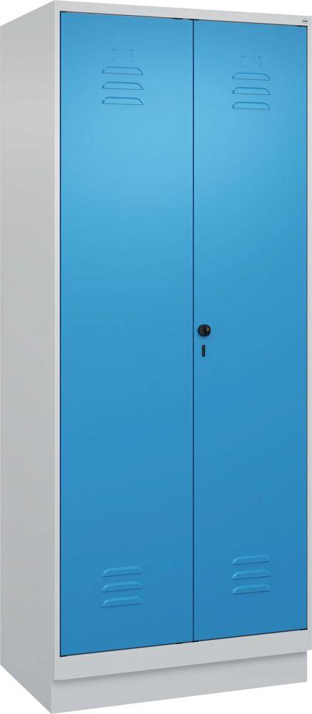 S/W-Gard.-Schrank CLASSICB800xT500xH1950 mm RAL 7035/5012, 2 Abteile mit 100 mm hohem Sockel - Artikel: 7830373561