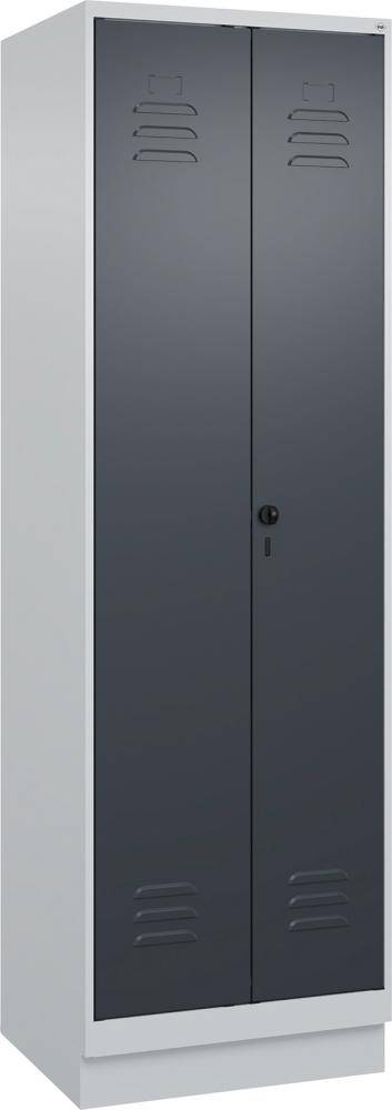 S/W-Gard.-Schrank CLASSICB600xT500xH1950 mm RAL 7035/7016, 2 Abteile mit 100 mm hohem Sockel - Artikel: 7830373570