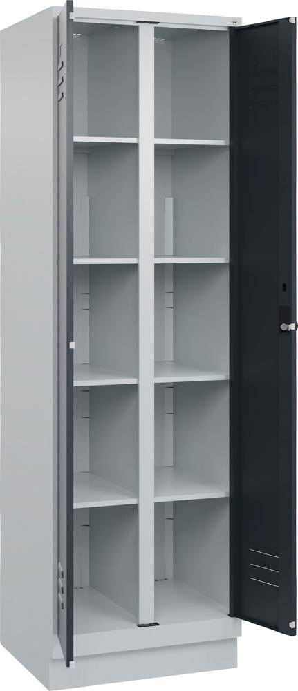 Wäscheschrank CLASSIC B600xT500xH1950 mm RAL 7035/7016, 2 Abteile mit 100 mm hohem Sockel - Artikel: 7830373974