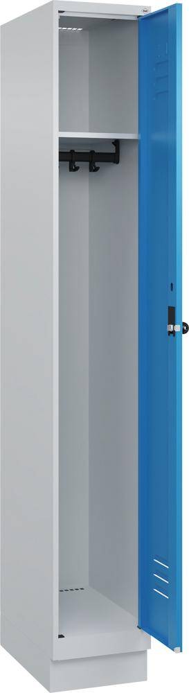 Garderobenschrank CLASSICB300xT500xH1950 mm RAL 7035/5012, 1 Abteil mit 100 mm hohem Sockel - Artikel: 7830372660