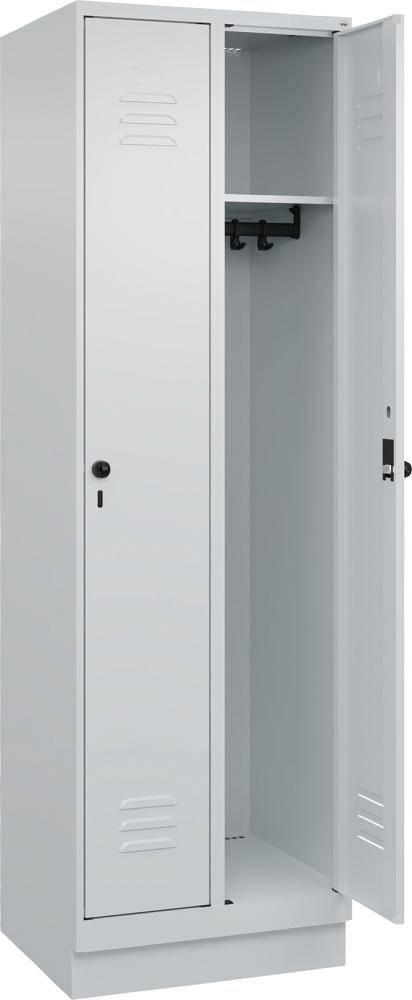 Garderobenschrank CLASSICB600xT500xH1950 mm RAL 7035/7035, 2 Abteile mit 100 mm hohem Sockel - Artikel: 7830372642